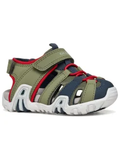 Geox Sandalen·Halbsandalen^Halbsandalen "Kraze" in Khaki/ Rot/ Dunkelblau