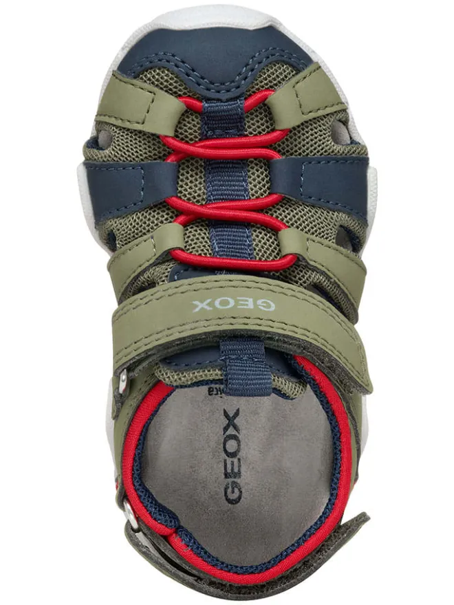 Geox Sandalen·Halbsandalen^Halbsandalen "Kraze" in Khaki/ Rot/ Dunkelblau