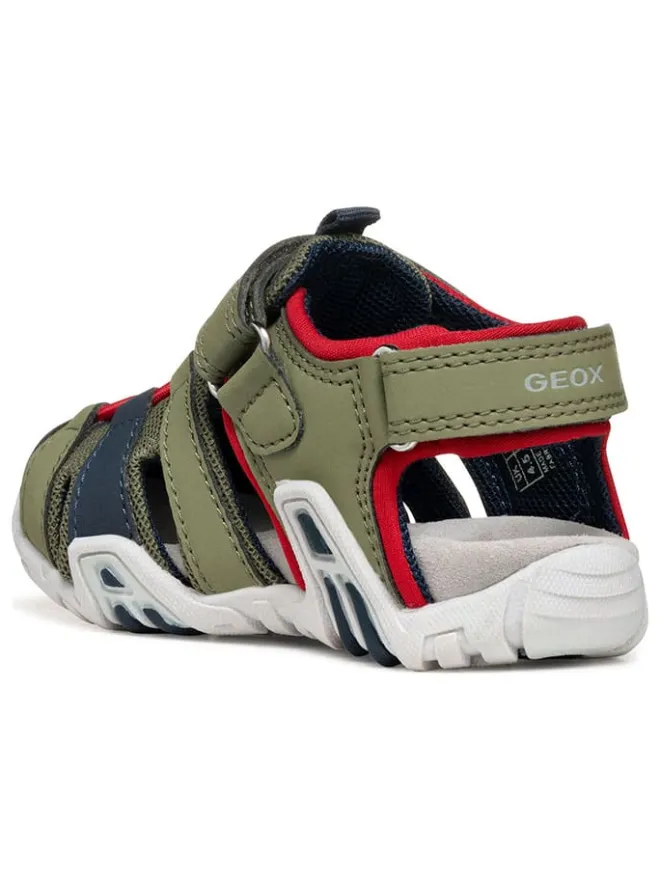 Geox Sandalen·Halbsandalen^Halbsandalen "Kraze" in Khaki/ Rot/ Dunkelblau