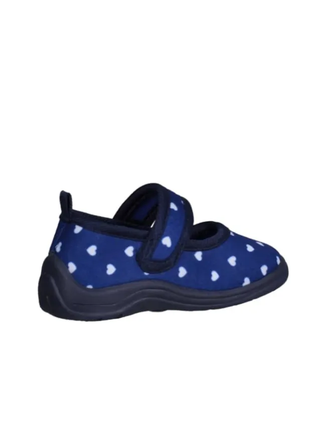 Hausschuh Herzchen in Marine>Playshoes Outlet