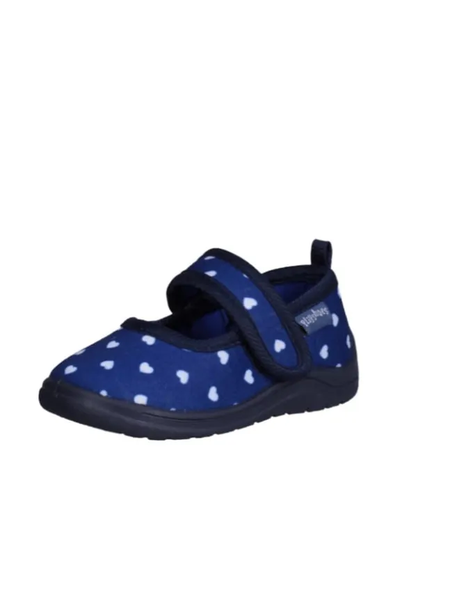 Hausschuh Herzchen in Marine>Playshoes Outlet