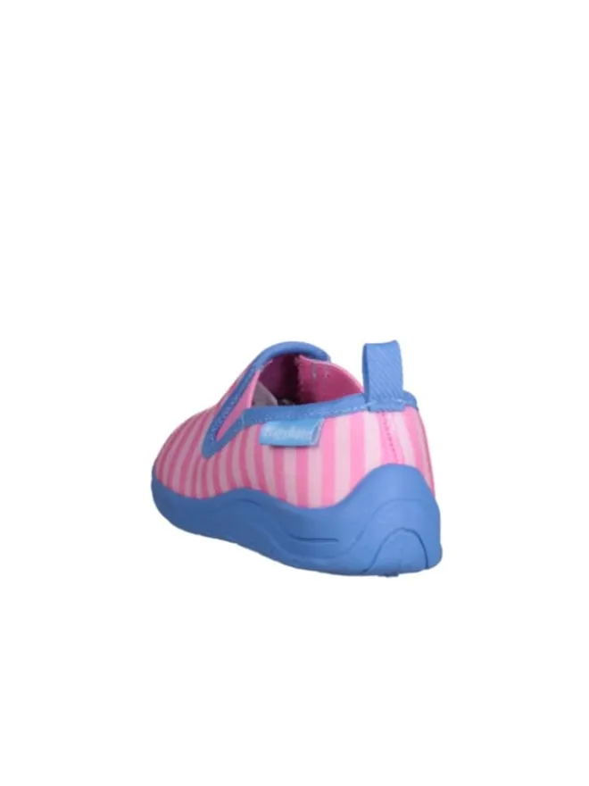 Hausschuh Ringel in Pink/Türkis>Playshoes Hot