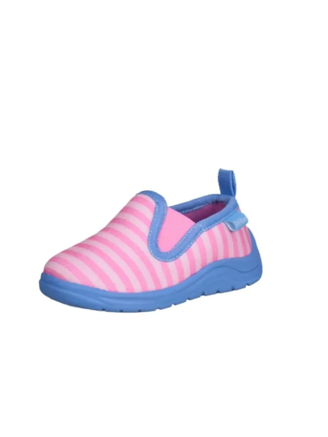 Hausschuh Ringel in Pink/Türkis>Playshoes Hot