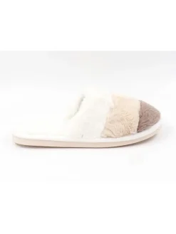 Hausschuhe in Khaki/ Weiß/ Beige><noscript><img width=