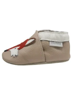 Bemesu Krabbelschuhe^Helles Rosa Baby Leder Krabbelschuhe, mit rutschfester Sohle – Fuchs-Muster