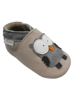 Hellrosa Baby-Leder-Laufschuhe, komfortabel mit rutschfester Sohle - Eulenmotiv>Bemesu Outlet