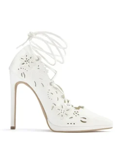 High-Heel-Pumps in weiß><noscript><img width=