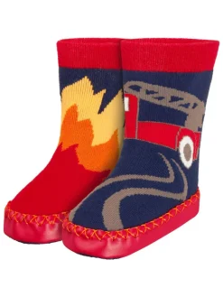 Playshoes Hausschuhe^Hüttenschuh Feuerwehr in Marine