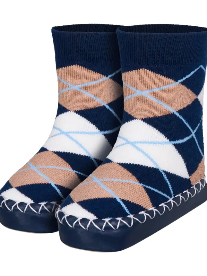 Hüttenschuh Karo in Marine>Playshoes