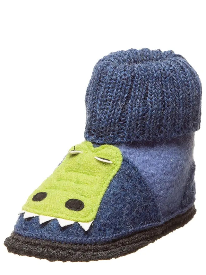 Hüttenschuhe "Krokodil" in Blau/ Hellgrün>kitz-pichler Discount