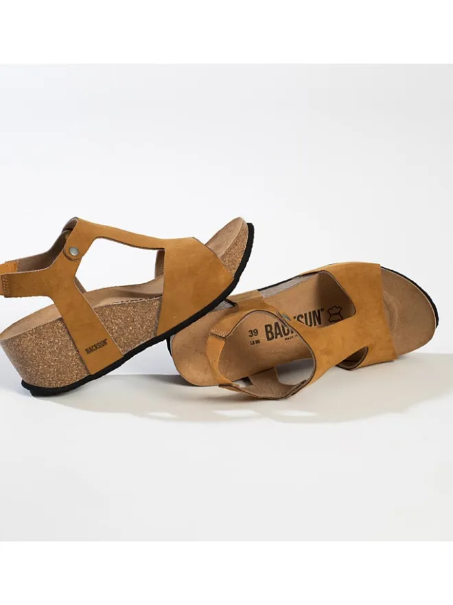 BACKSUN Sandalen^Keilsandaletten "Florence" in Hellbraun