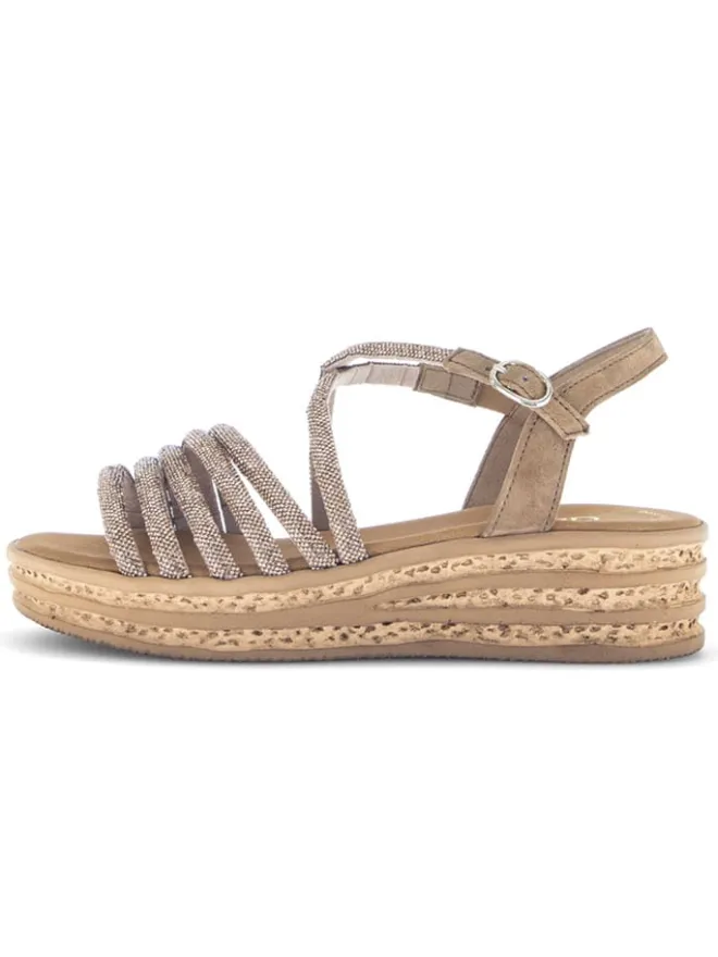 Gabor Sandalen^Keilsandaletten in Gold/ Hellbraun