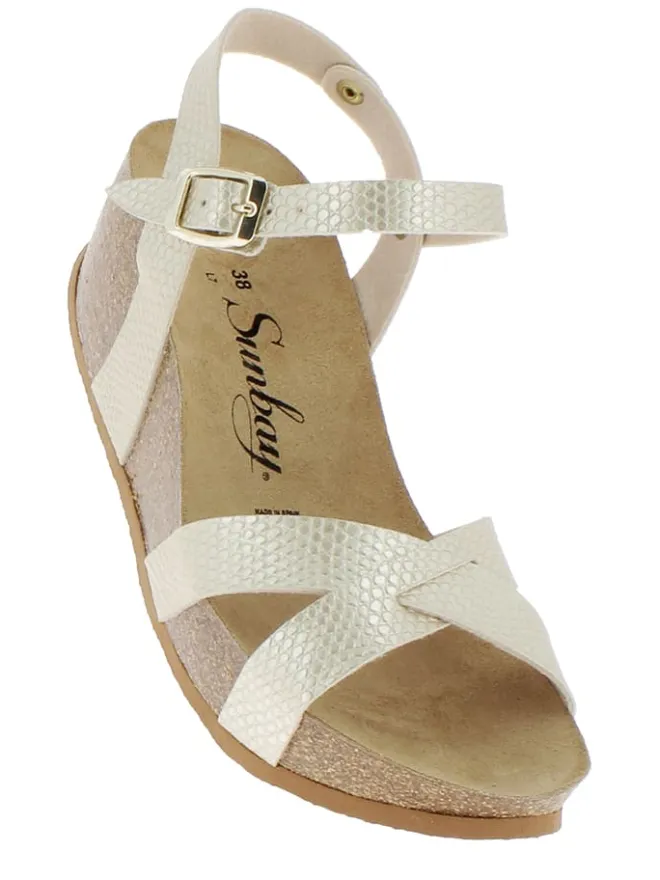 Keilsandaletten "Pivoine" in Silber>Sunbay Best