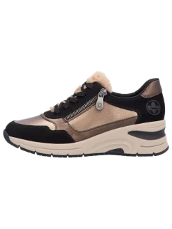 rieker Schnürschuhe^Keilsneakers in Schwarz/ Hellbraun