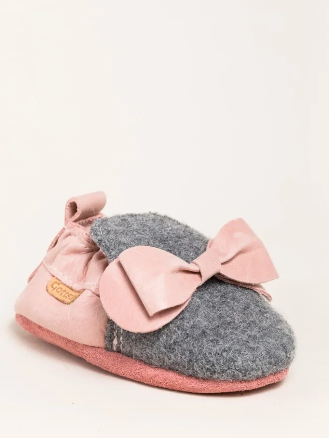 Gottstein Krabbelschuhe^Krabbelschuhe Bow in grau