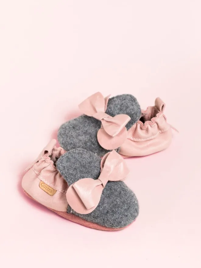 Gottstein Krabbelschuhe^Krabbelschuhe Bow in grau