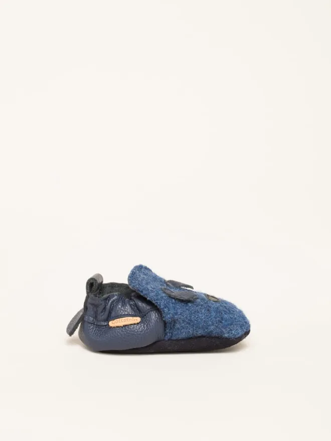 Krabbelschuhe Dog Face in blau>Gottstein Sale
