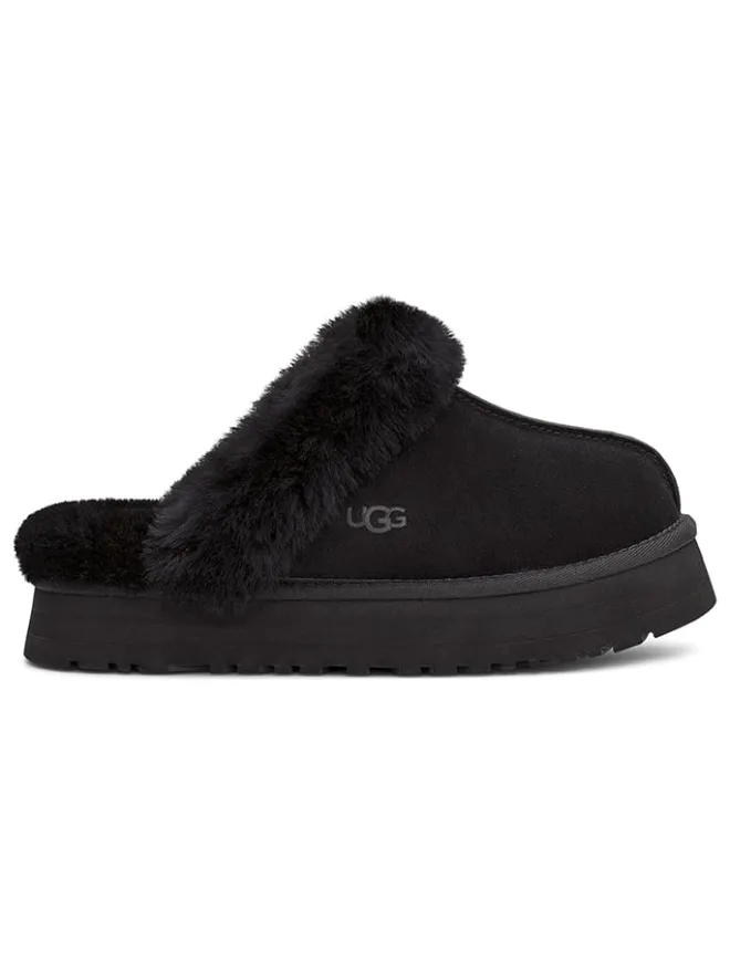 UGG Hausschuhe^Lammfell-Hausschuhe "Disquette" in Schwarz