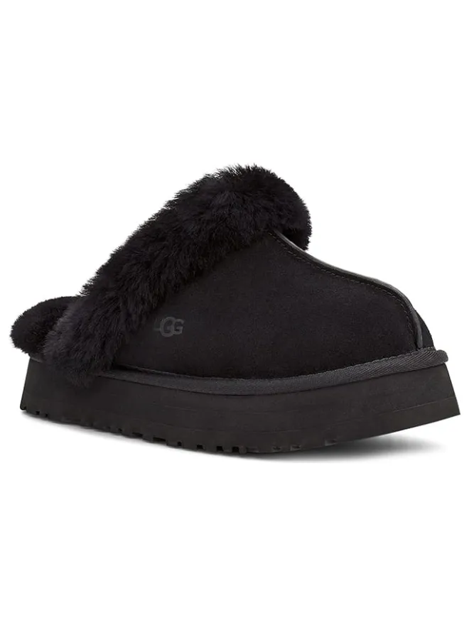 UGG Hausschuhe^Lammfell-Hausschuhe "Disquette" in Schwarz