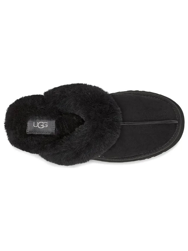 UGG Hausschuhe^Lammfell-Hausschuhe "Disquette" in Schwarz