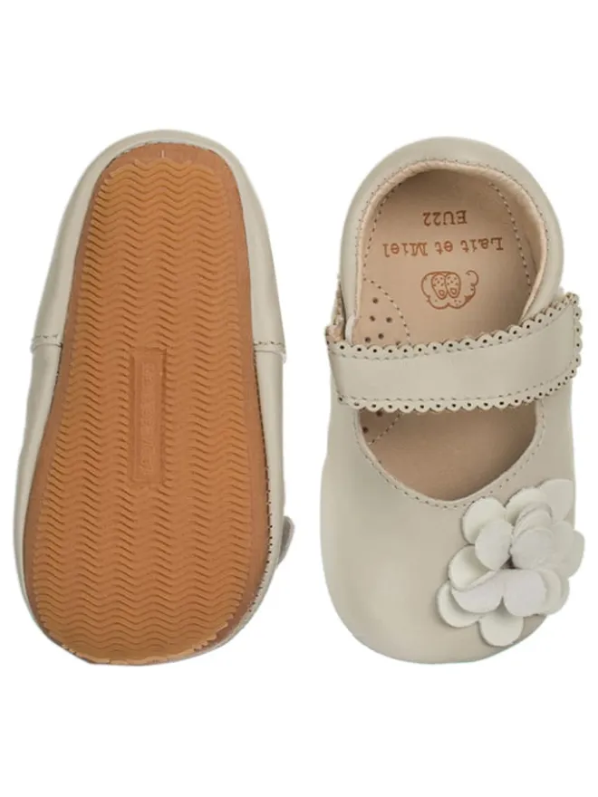 Lait et Miel Lauflernschuhe^Lammleder-Lauflernschuhe "Siloé" in Hellgrau