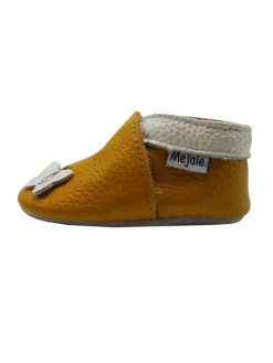 Leder Babyschuhe mit Schmetterlingsmuster, rutschfeste Sohle, sandgelb><noscript><img width=