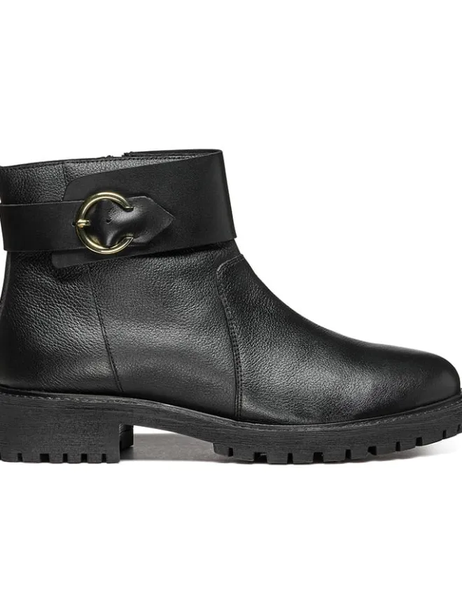 Geox Stiefeletten^Leder-Ankle-Boots "Hoara" in Schwarz