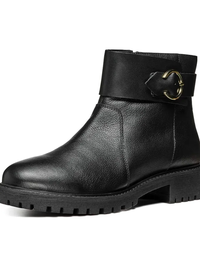 Geox Stiefeletten^Leder-Ankle-Boots "Hoara" in Schwarz