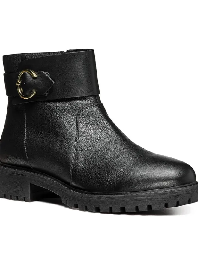 Geox Stiefeletten^Leder-Ankle-Boots "Hoara" in Schwarz