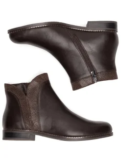 Leder-Ankle-Boots in Braun><noscript><img width=