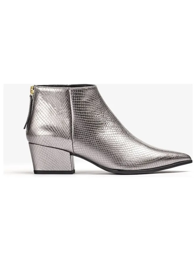 Leder-Ankle-Boots in Silber>Unisa Hot