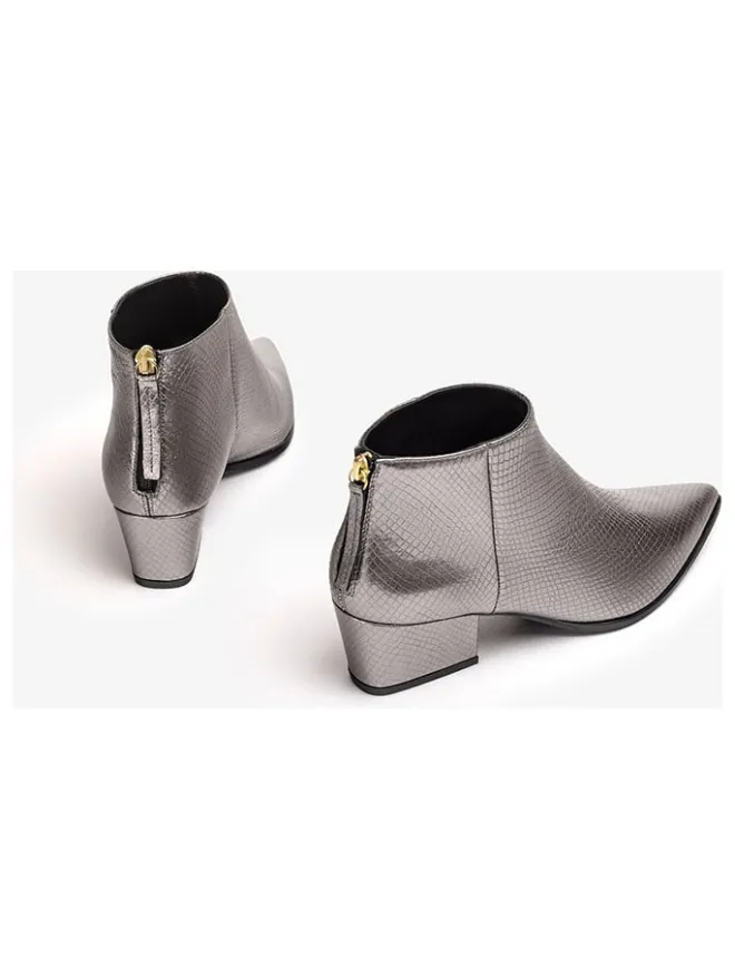 Leder-Ankle-Boots in Silber>Unisa Hot