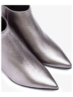 Leder-Ankle-Boots in Silber><noscript><img width=