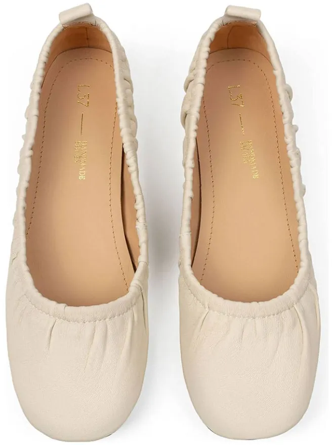 Leder-Ballerinas in Beige>loft37 Hot