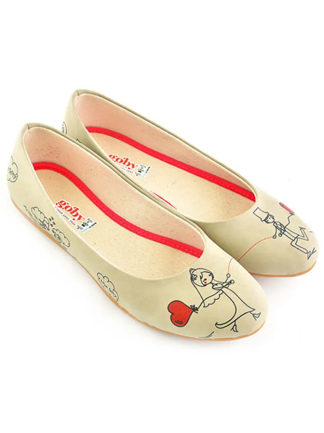 Leder-Ballerinas in Beige>Goby Hot