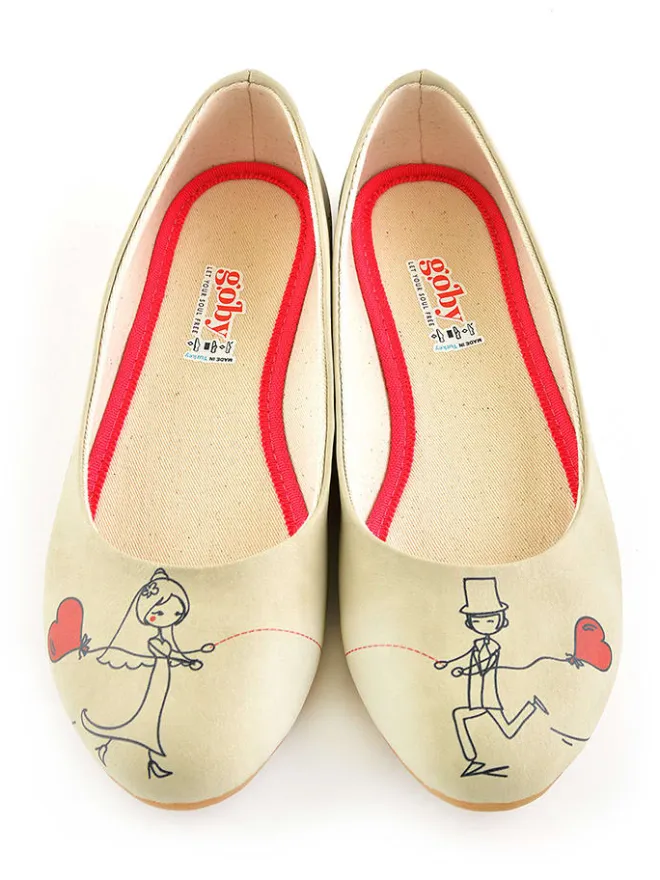 Leder-Ballerinas in Beige>Goby Hot