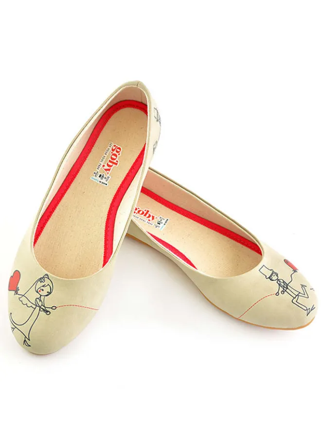 Leder-Ballerinas in Beige>Goby Hot