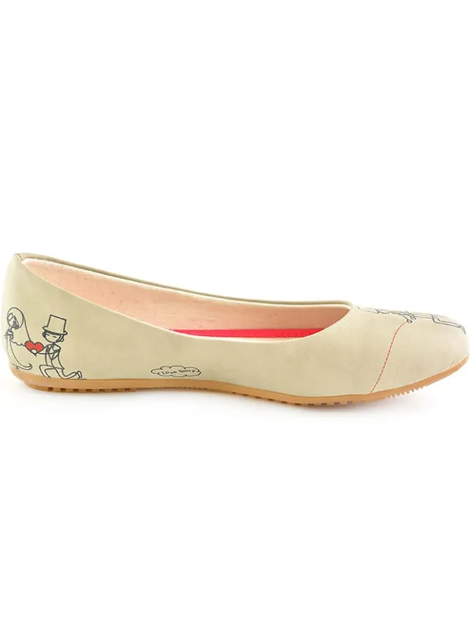 Leder-Ballerinas in Beige>Goby Hot