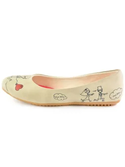 Leder-Ballerinas in Beige><noscript><img width=
