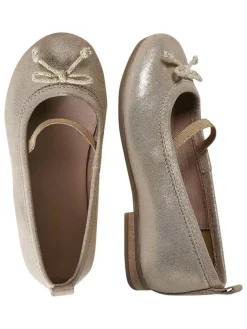 Leder-Ballerinas in Beige/ Gold>vertbaudet Clearance