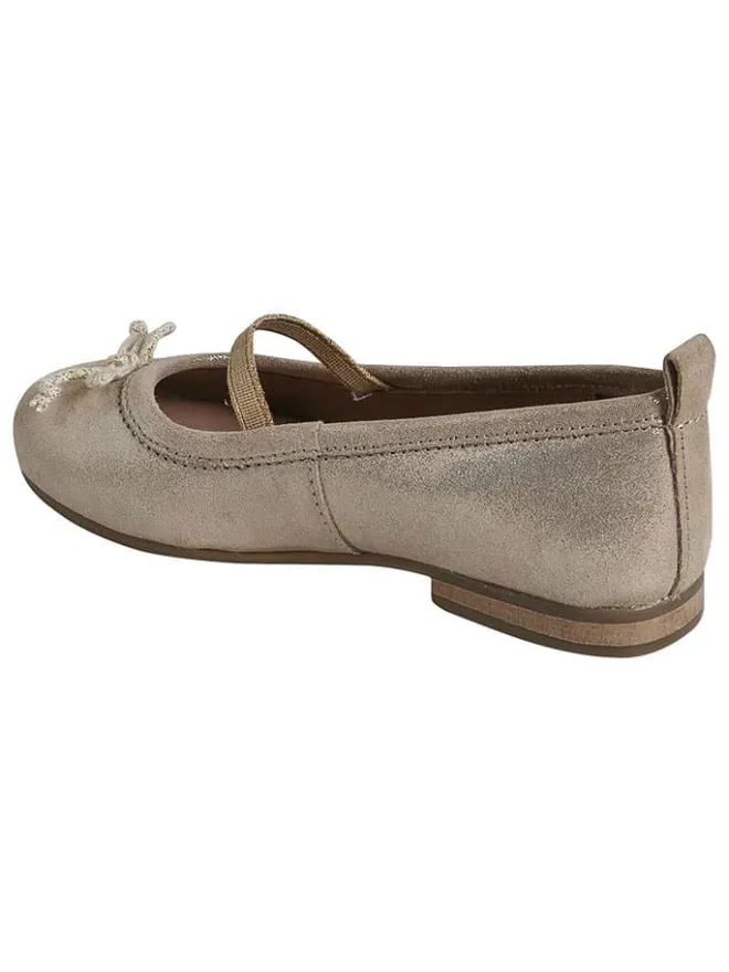 Leder-Ballerinas in Beige/ Gold>vertbaudet Clearance