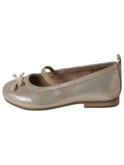 Leder-Ballerinas in Beige/ Gold><noscript><img width=
