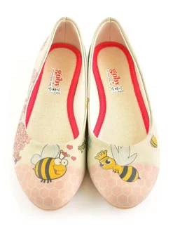 Leder-Ballerinas in Beige/ Bunt>Goby Clearance