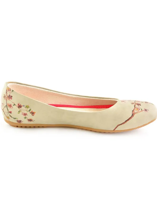 Leder-Ballerinas in Beige/ Rot>Goby Hot