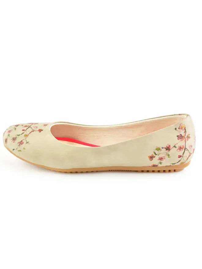 Leder-Ballerinas in Beige/ Rot>Goby Hot