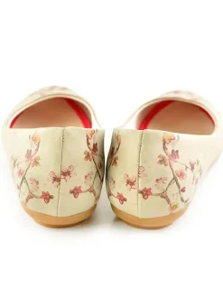 Leder-Ballerinas in Beige/ Rot><noscript><img width=