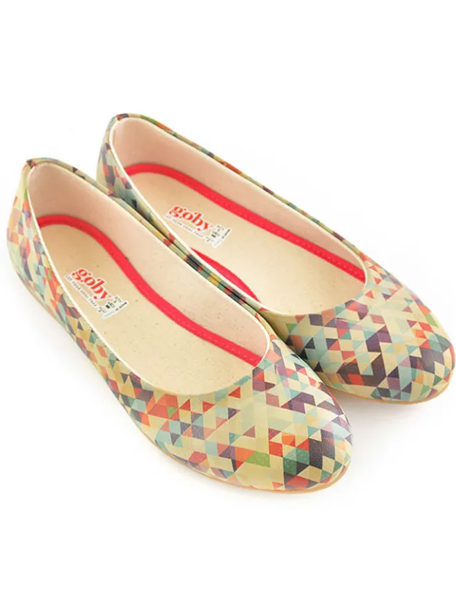 Leder-Ballerinas in Beige/ Bunt>Goby Online