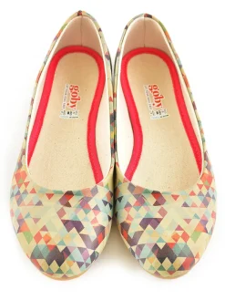 Leder-Ballerinas in Beige/ Bunt>Goby Online