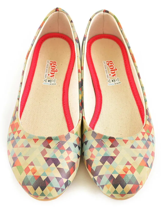 Leder-Ballerinas in Beige/ Bunt>Goby Online