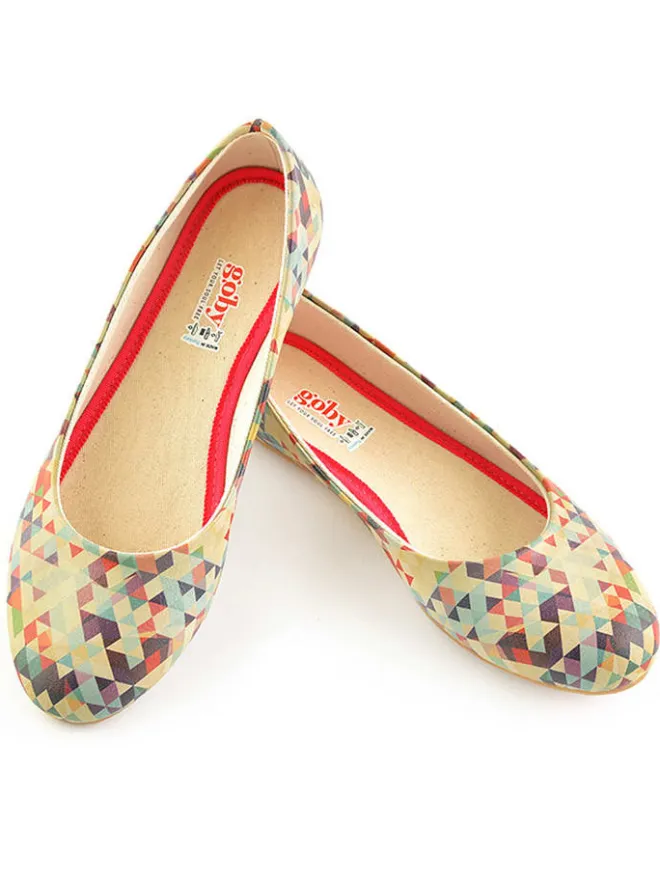 Leder-Ballerinas in Beige/ Bunt>Goby Online